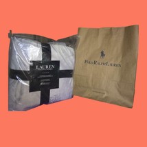 Lauren Ralph Classic KING Grey Soft Plush Blanket Coverlet Gift Bag Set - £35.03 GBP