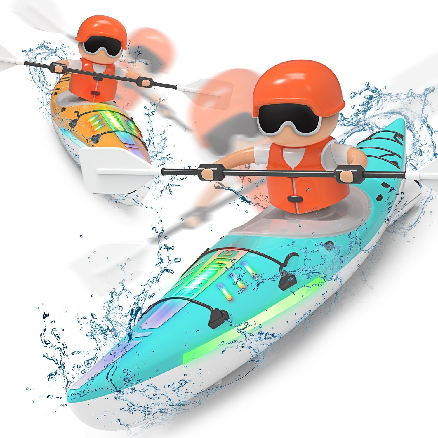 Rc Kayak Boat W/Colorful Led Light For Kids, Innovative Realistic Paddli... - $31.95