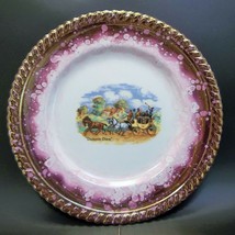 Grays Pottery Stoke Trent England Dickens Days Plate Purple Stage Coach Horse - £9.49 GBP