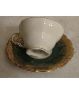 GREEN &amp; GOLD LINDNER KUEPS BAVARIA TEA CUP &amp; SAUCER  - $108.34 CAD