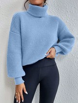 Look Time Life Frenchy Turtleneck Drop Shoulder Ribbed Knit Sweater - £35.13 GBP