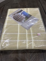 Vintage KEMP &amp; BEATLEY Tan  Window Pane Tablecloth 60 X 88 Polyester Acr... - $39.59
