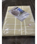 Vintage KEMP &amp; BEATLEY Tan  Window Pane Tablecloth 60 X 88 Polyester Acr... - $39.59