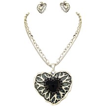 HW Collection Heart Shaped Pendant Necklace and Earrings Set For Women Fashion J - £10.01 GBP