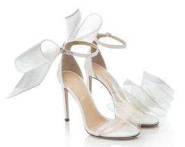 White Black Lace Big Bows Sandals Woman Open Toe Stiletto Heels Butterflies One  - £29.53 GBP