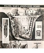 1947 Defusing WW2 War Unexploded Bombs Popular Mechanics Page Article E8F - $24.99