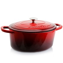 Crock Pot Artisan 7 Quart Oval Enameled Cast Iron Dutch Oven in Scarlet Red - $126.65