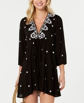 Raviya Womens Embroidered 3/4-Sleeve Dress Cover-Up Color Black Size S - $63.00