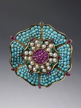 Torquoise Pearl Rubies Emerald Pendant Silver Jewellery - £185.36 GBP