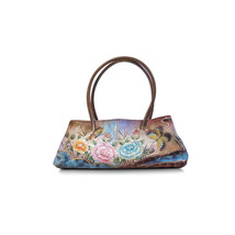 ANUSCHKA Handpainted Bag Small Triple Compartment Floral Butterfly *EXCE... - £70.97 GBP