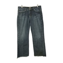 Lucky Brand Women Blue Denim Stretch Easy Rider Jeans Sz 16/33 Cutoff Hem Short - £12.65 GBP