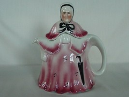 Vintage Staffordshire Tony Wood Porcelain Pink Little Old Lady Teapot - $25.00