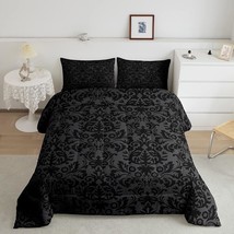 Adults Black Damask Bedding Set Antique Victorian Baroque Down Comforter Queen G - £81.52 GBP