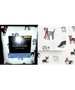 $70 Cuddl Duds Sheet Set Flannel  Cotton White Black Red-Dogs With carve... - £35.95 GBP