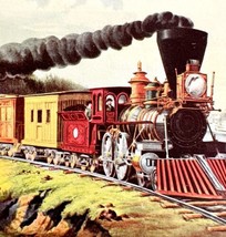 American Express Train On Railway 1942 Lithograph Art Print Railroad DWV5A - £27.57 GBP