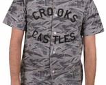 Crooks &amp; Castles Hombre Tejido Gris Tigre Camuflaje Camiseta de Béisbol ... - $45.09