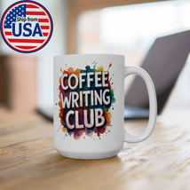 Coffee Writing Club Mug – Colorful Paint Splash Art Ceramic Coffee Cup Gift - $14.84+