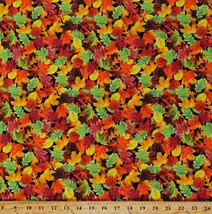 Cotton Fall Leaf Multi-Color Leaves Autumnal Fabric Print by the Yard D512.51 - £18.97 GBP