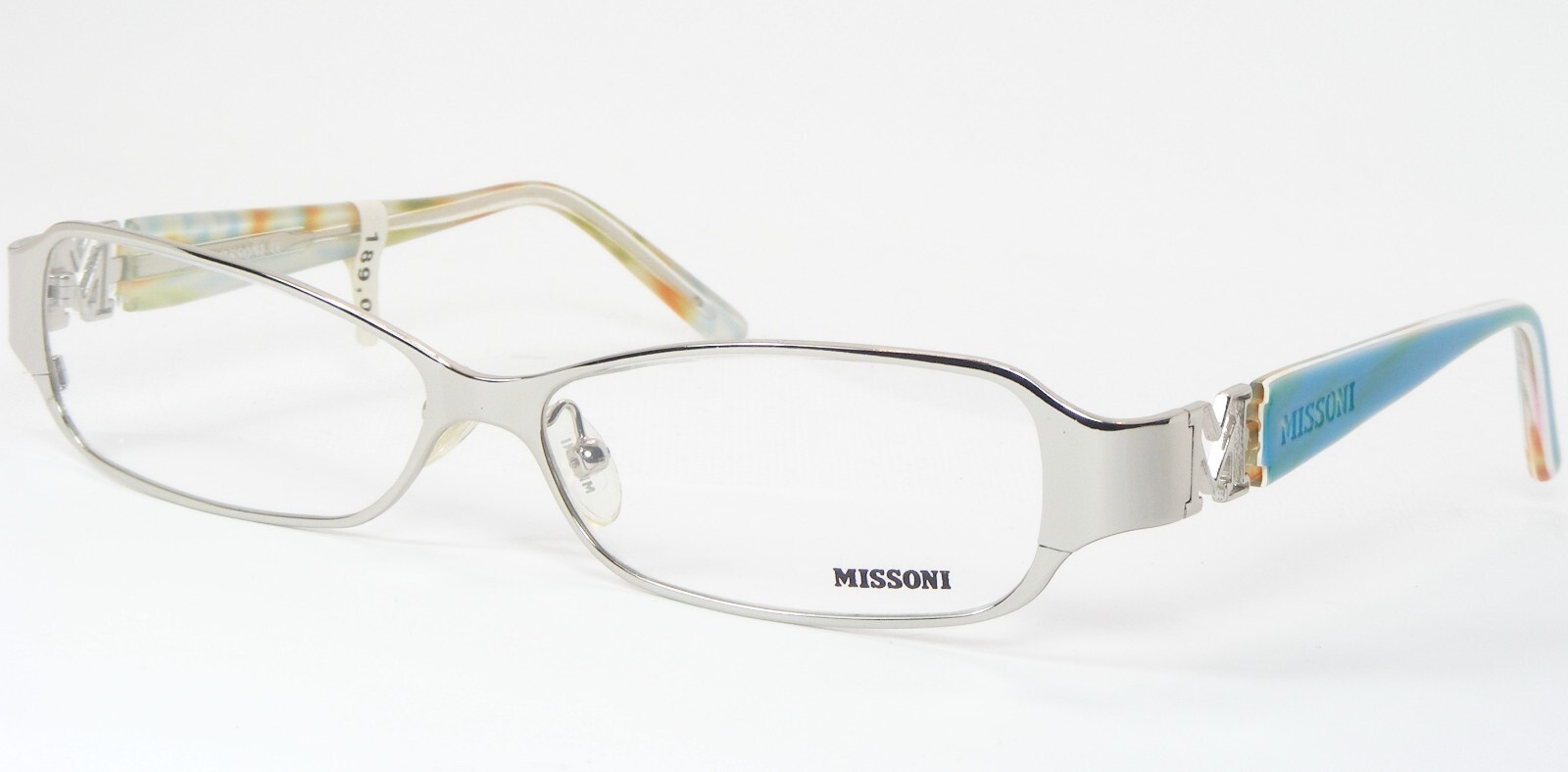 MissonI MI01601 Plata / Verde Azul ÚNICO GAFAS Marco 53-13-130mm - $115.23