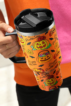 Orange Halloween Pumpkin Print Handle Large Tumbler 40oz - $508.98 MXN