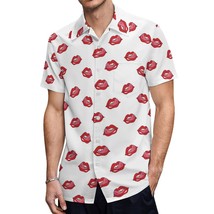 Mondxflaur Red Lips Button Down Shirts for Men Short Sleeve Pocket Casual - £20.77 GBP
