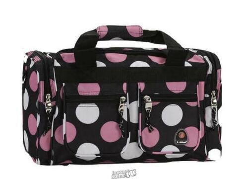 Rockland 19" Tote Bag Black Bag Multi Pink Polka Dot Travel Luggage - $28.49