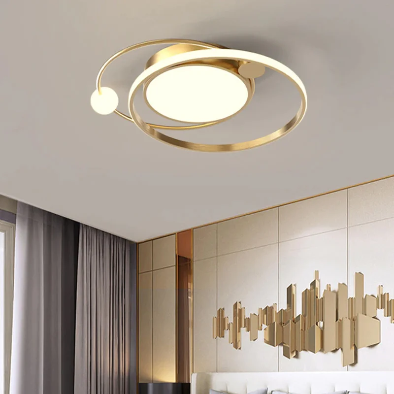 D gold simple design remote control light modern led chandelier for bedroom living room thumb200
