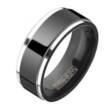 Minimalist Black Titanium Ring Comfort Fit Modern Gothic Wedding Band - £15.79 GBP