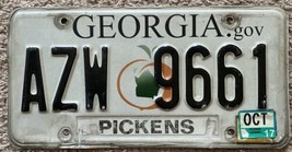 2017 Georgia License Plate Pickens County Tag AZW 9661 Georgia.gov - $20.00