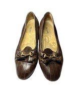 Vintage Leslie Fay Brown Leather Loafers Tassel Slip On Shoes SZ 9.5 W.W... - €8,47 EUR