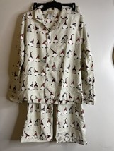 Pottery Barn Teen Christmas Gnome Gray Organic Flannel Pajama Set Size M... - $708.13 MXN