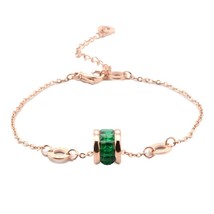 316L Stainless Steel Roman Numerals Green Zircon Bracelet Necklace Set Wedding F - £18.27 GBP