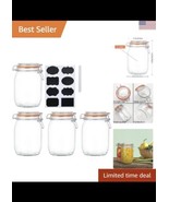32oz Glass Storage Jars with Airtight Hinged Lids - Set of 4, Leak Proof - $376.15 MXN