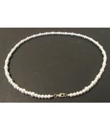 Beaded necklace, white pearl glass, silver lobster clasp, 26 inches long - £18.11 GBP
