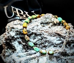UBU Brand Bracelet Genuine Turquoise and .925 Sterling Silver - £52.30 GBP