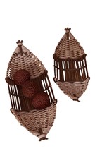 Oval Bamboo Rattan Baskets Set of 2 Large 28&quot; and 24&quot; Long Serving Trays Display - £23.73 GBP