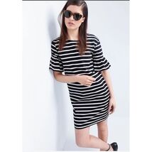 JCrew Ruffled Bell Sleeve Shift Dress, Black &amp; White, Women&#39;s Size XXS - $9.99