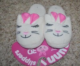 Girls Slippers Plush Easter Bunny Rabbit White Slide Scuff-size S - $8.91