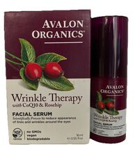 1- AVALON ORGANICS Wrinkle Therapy W/CoQ10 &amp; Rosehip FACIAL SERUM (16ml)... - $12.84