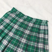 GREEN Pleated Plaid Skirt Women Girl Long Pleated Skirt image 4