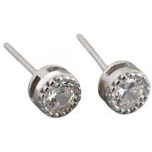 Anyco Earrings Stud Simple Color Lace Zircon Small  Round Trendy Sterling Silver - £15.25 GBP