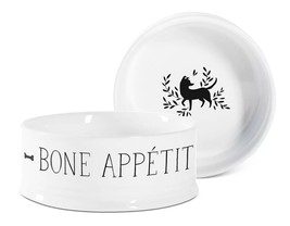 Bone Appetit Medium Ceramic Dog Bowl by JULIANNA SWANEY NIB - £11.60 GBP