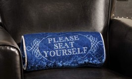 Home Theater Pillow Blue "Please Seat Yourself" Oblong 15" Long Poly Velvet image 2