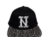 Neff Black &quot;N&quot; Logo Hat, Flat Brim, Snapback, Speckled White Brim, Cotton - $12.61