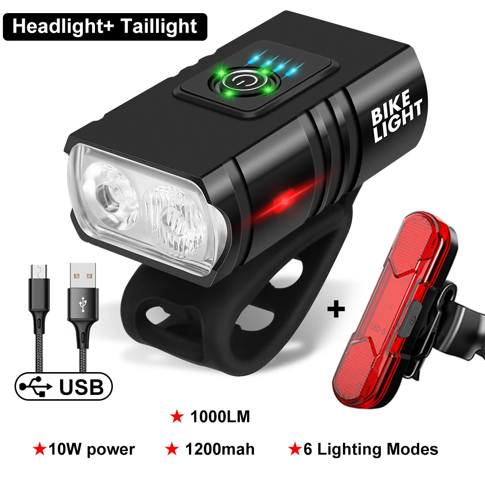 2pcs T6 Bike Front Light USB Rechargeable Bicycle LED Lantern Powerful 1000LM 6  - $119.52