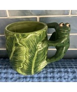 Vintage Lotus Ceramic Hand Painted Frog Handle Spring Tropical Coffee Cu... - $18.95