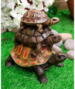 Nautical Marine Reptile 3 Stacked Acrobatic Turtles Tortoises Figurine F... - $563.94 MXN