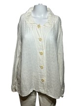 Flax Brand Shirt Women&#39;s Large Ivory Top Blouse Button Bohemian Lagenlook - AC - £28.16 GBP
