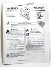 Heatilator Gas Fireplace BCBV36 BCBV36I Owner Manual - £5.49 GBP