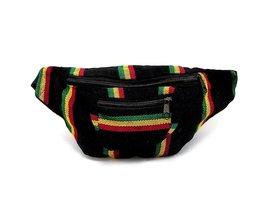 Rasta Multicolored Woven Striped Pattern Lightweight Fanny Pack Waist Bag - Hand - £14.35 GBP